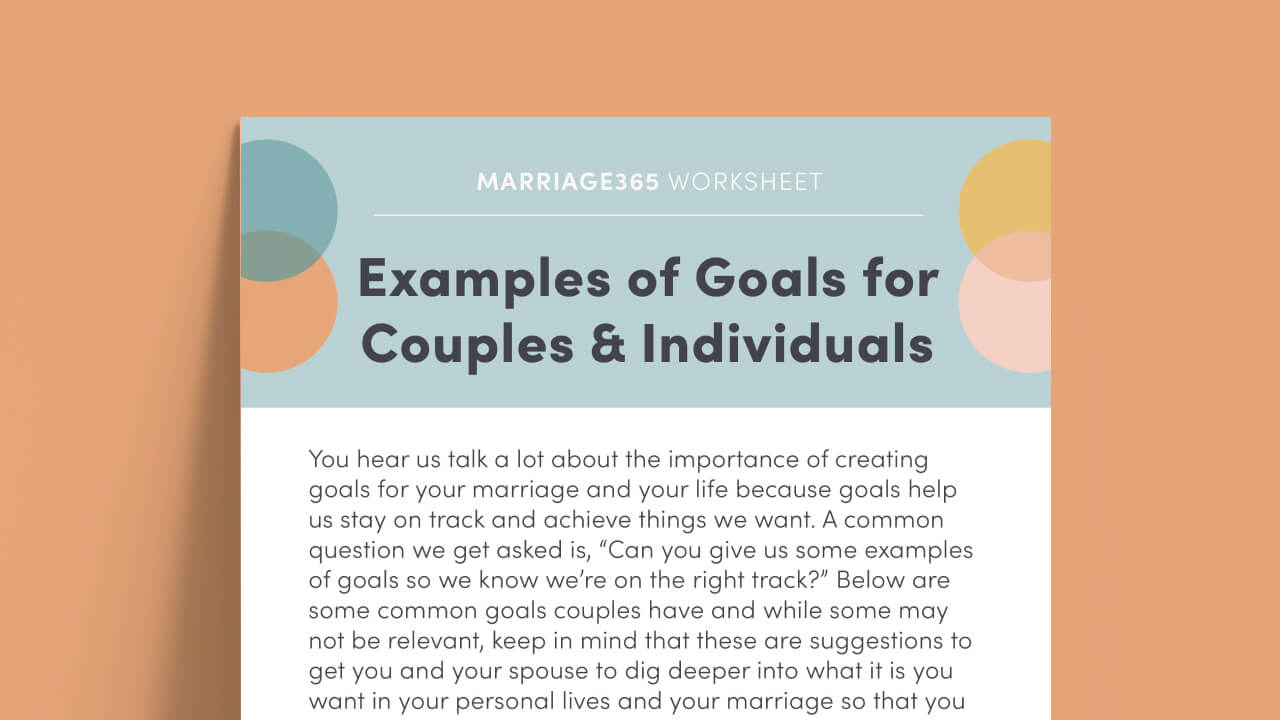 examples of goals for couples & individuals worksheet