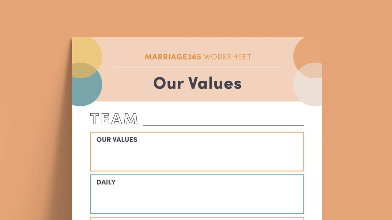 our values worksheet