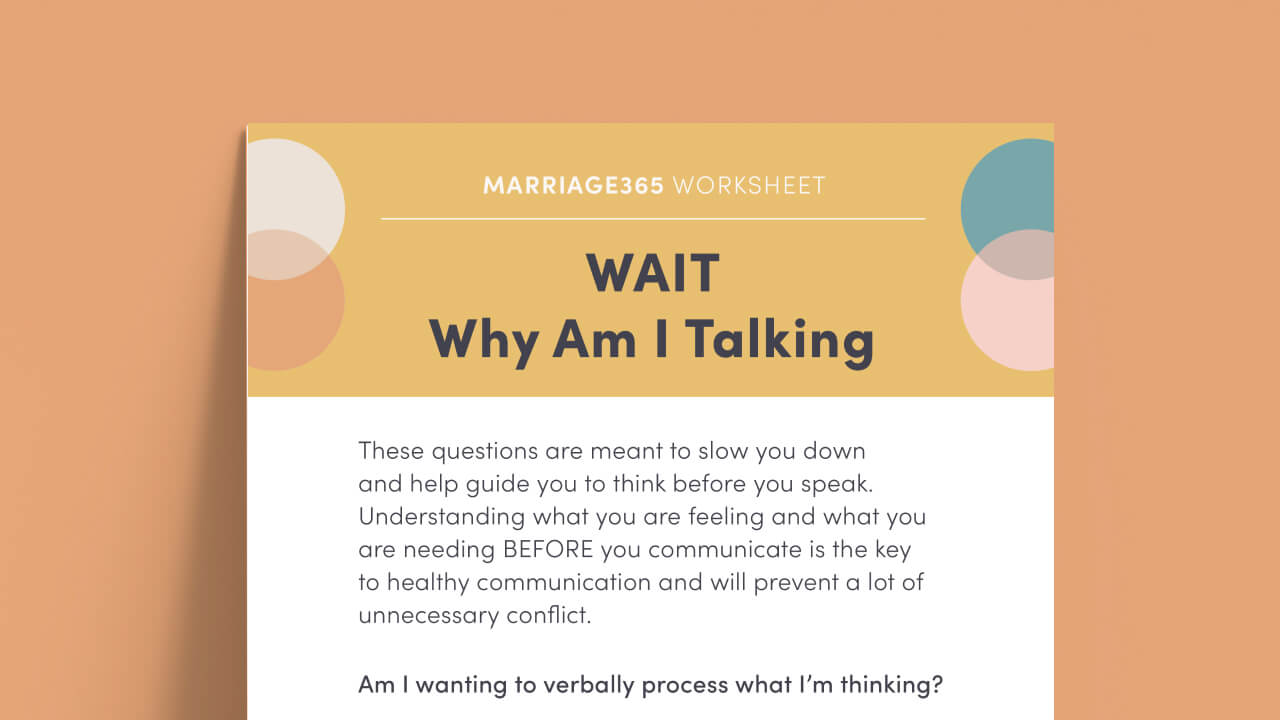WAIT- why am I talking worksheet